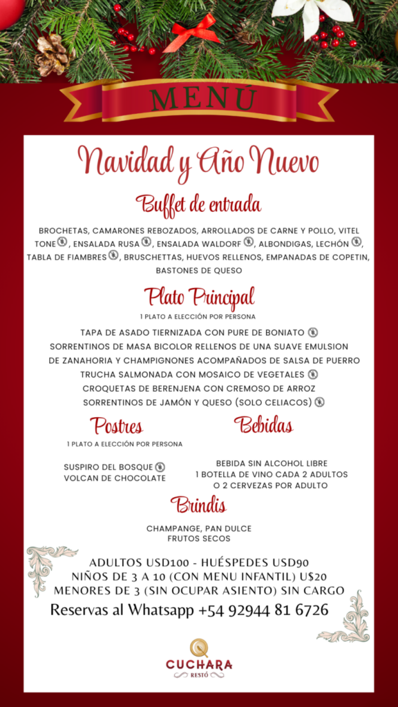 Menu de cena de navidad festivo navideño rojo (Tu historia) (1)